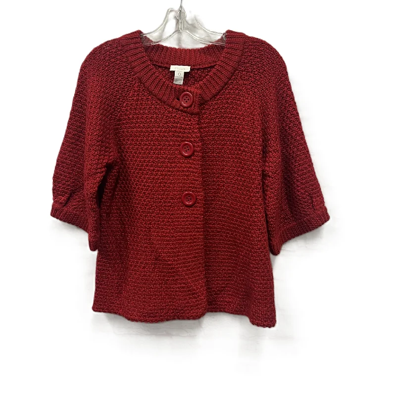 Sweater Cardigan By Chicos In Red, Size: S Unique Men's Upcycled