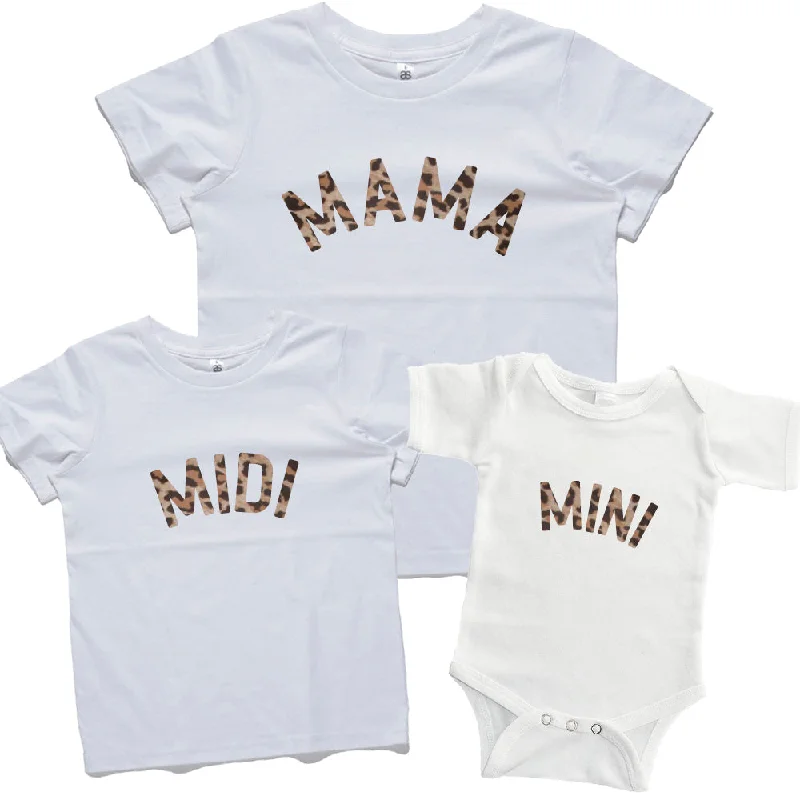 Mama, Midi & Mini Leopard Matching White Tops/Baby Vest Elegant Men's Cashmere