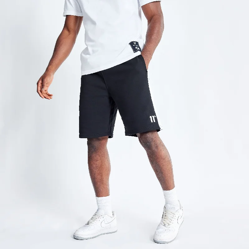 Panel Sweat Shorts - Black / White Sleek Men's Contemporary 