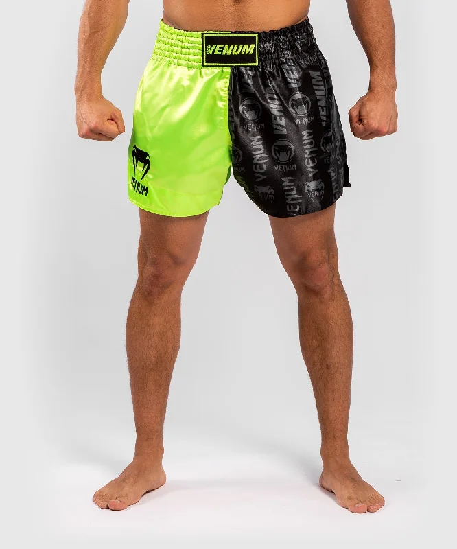 Venum Logos Muay Thai Shorts - Black/Yellow Luxurious Men's High