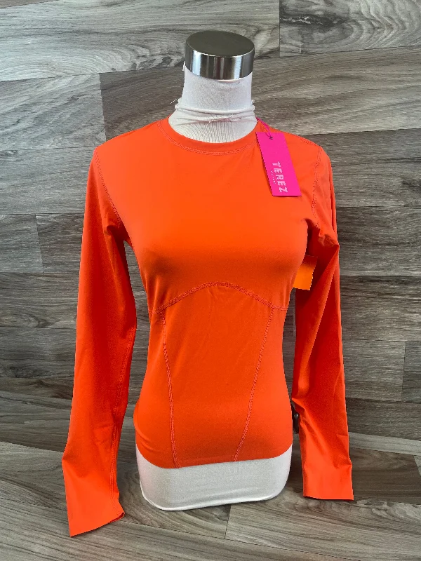 Athletic Top Long Sleeve Crewneck By Clothes Mentor In Orange, Size: S Laid