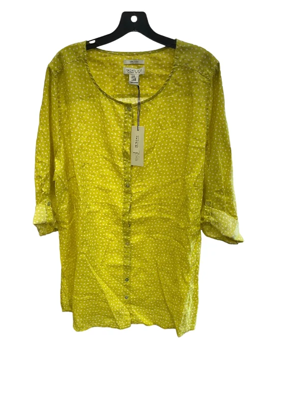 Top Long Sleeve Designer By Rachel Zoe In Lime Green, Size: 26 Polished Men's Satin