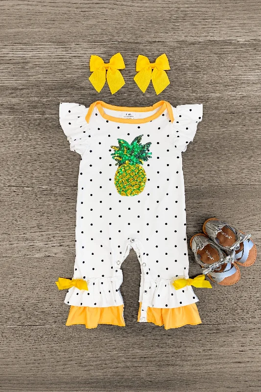 Yellow Pineapple Polka Dot Romper Cool Men's Distressed