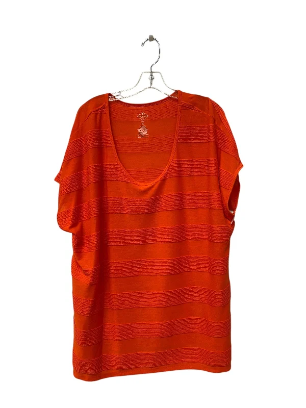 Top Short Sleeve By St Johns Bay In Orange, Size: 3x Laid