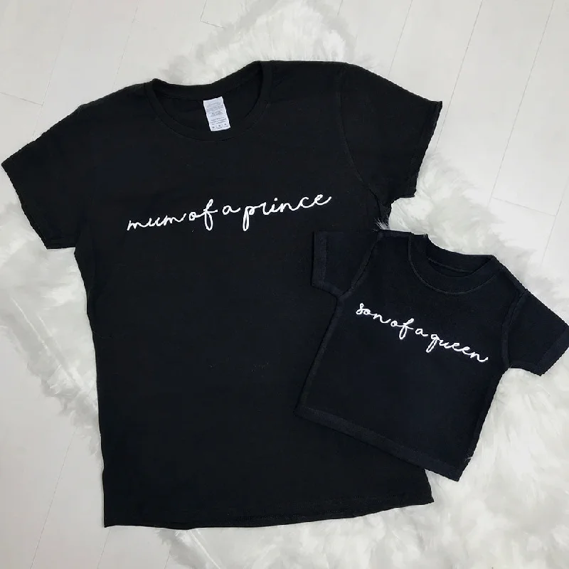 Mum Of A Prince/Son Of A Queen Black/White Matching Tees (MRK X) Bold Men's Statement