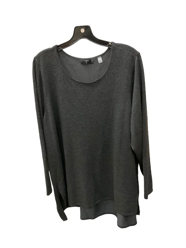 Top Long Sleeve Designer By Tahari In Grey, Size: 2x Adventure