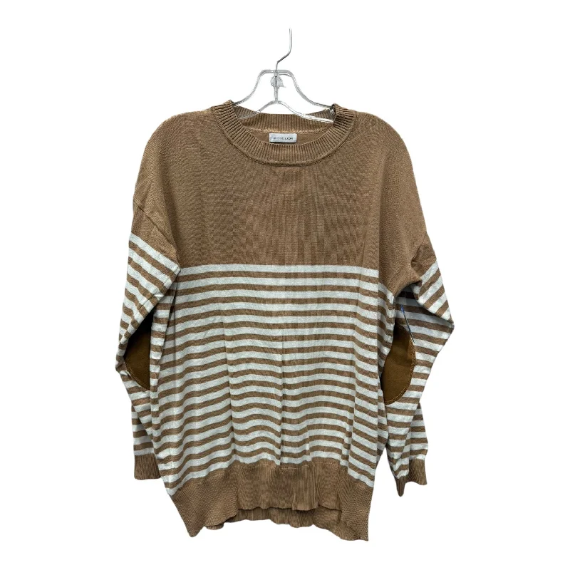 Sweater By Chicsoul In Brown & White, Size:1X Sleek Men's Contemporary 