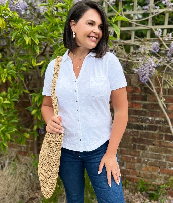 White Embroidered Jersey Shirt Street