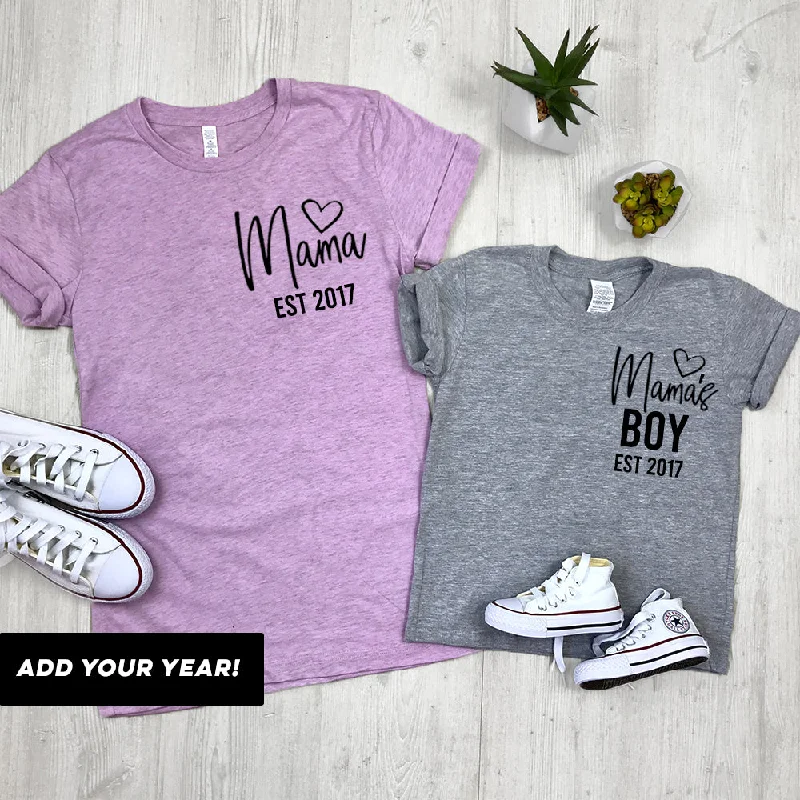 Personalised Mama & Boy Established Mum & Kid Matching Tees (MRK X) Refined Men's Classic 