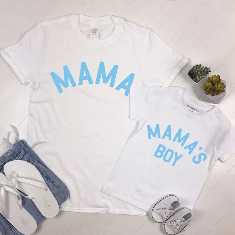 Mama & Mama's Boy Classic White/Sky T-Shirts Edgy Men's Punk