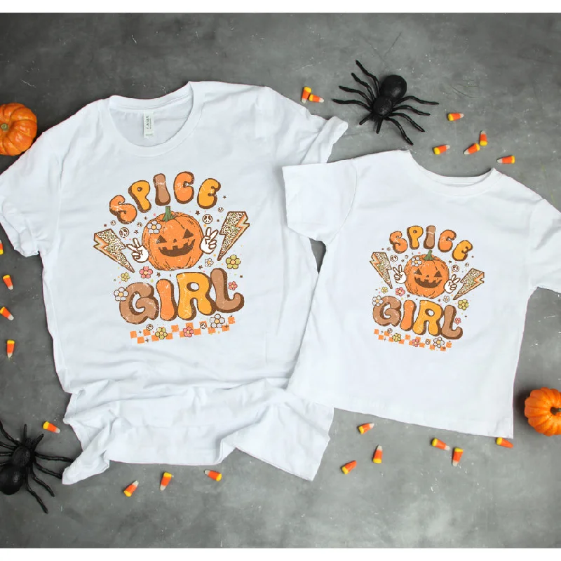 Pumpkin Spice Girls Matching Halloween White T-Shirts Preppy Men's College