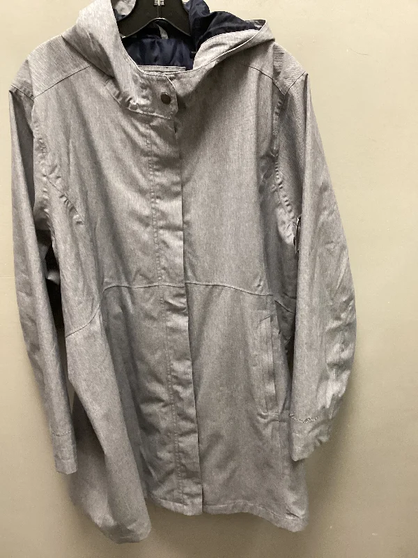 Coat Raincoat By Eddie Bauer In Blue & Grey, Size: 2x Gym