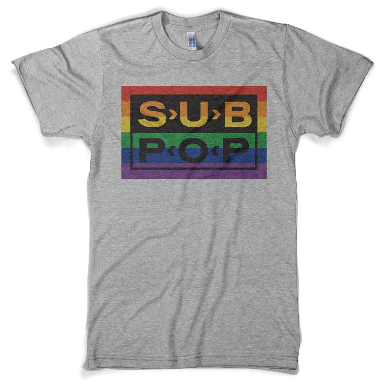 Sub Pop Logo Rainbow Grey Shirt Hip Men's Urban