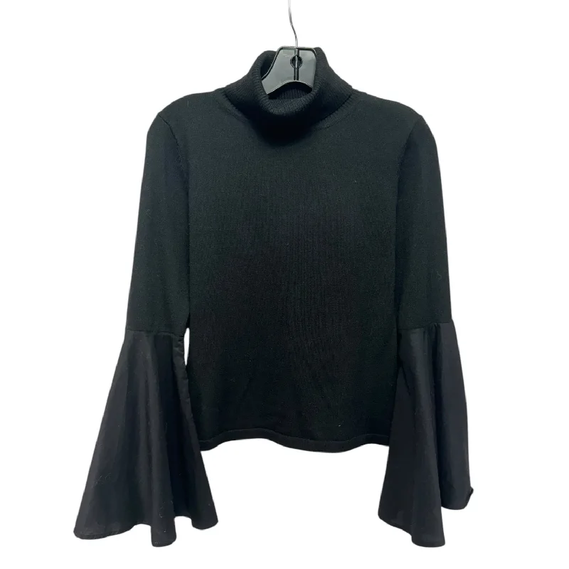 Turtleneck Flare Sleeve Sweater By Lucy Paris In Black, Size: Xs Cclassic Men's Tweed