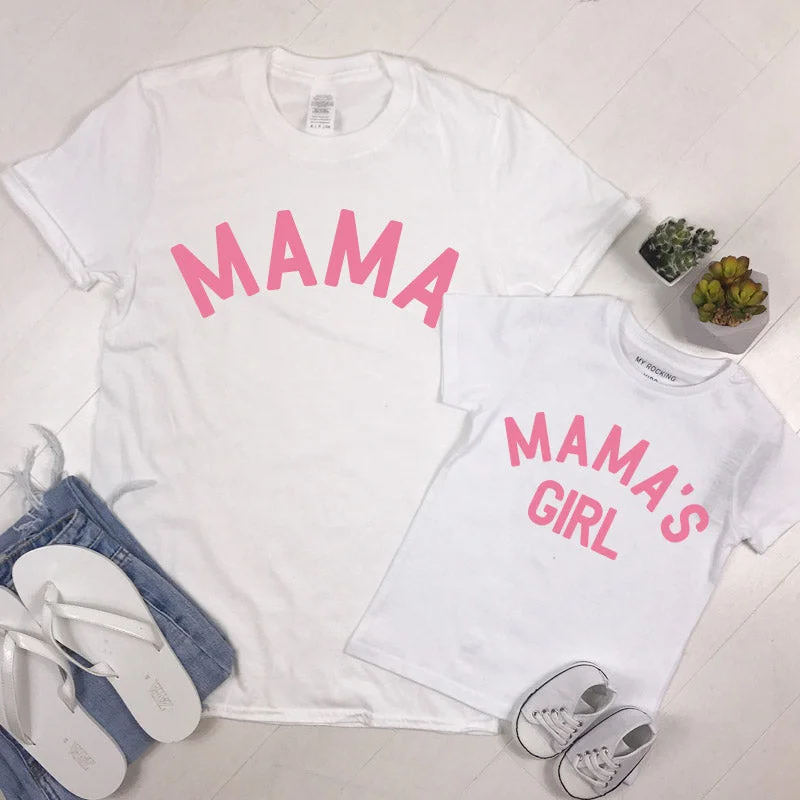 Mama & Mama's Girl Classic White/Pink T-Shirts Gym