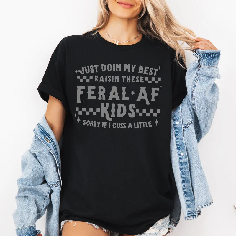 Just Doin My Best Raising Feral AF Kids T-Shirt Sporty Men's Tennis