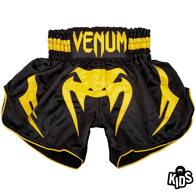 Venum Bangkok Inferno Kids Muay Thai Shorts - Black/Yellow Rugged Men's Outdoor 