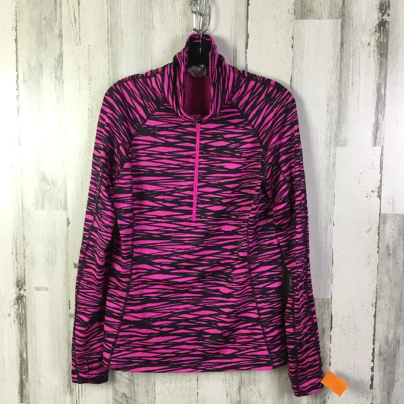 Athletic Top Long Sleeve Collar By Under Armour In Black & Pink, Size: L Organic