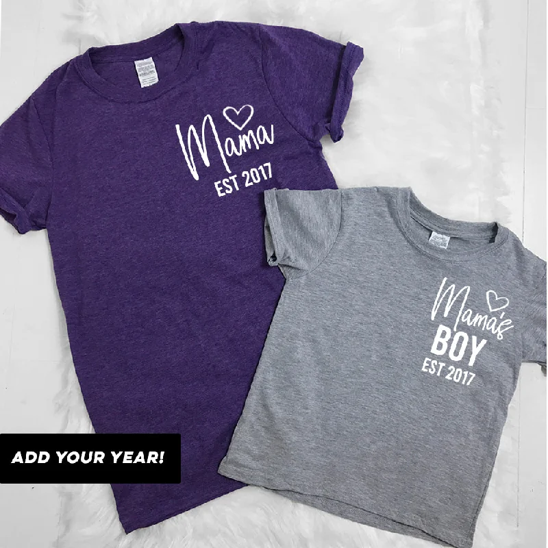 Personalised Mama & Boy Established Mum & Kid Matching Tees (MRK X) Bohemian Men's Free