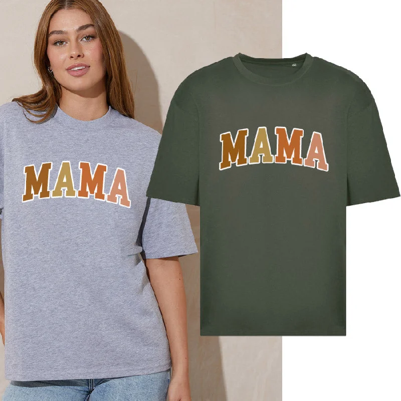 Autumn Mama College Oversize T-Shirt Hip Men's Retro