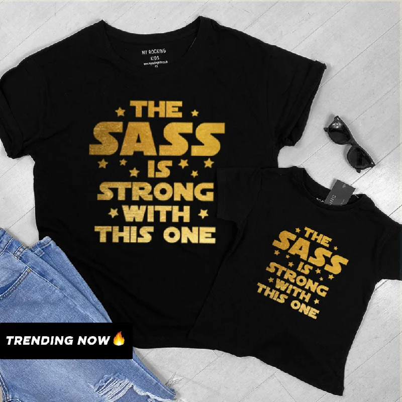 Strong SASS Mum & Daughter Black/Gold Tees (MRK X) Earthy Men's Sustainable 