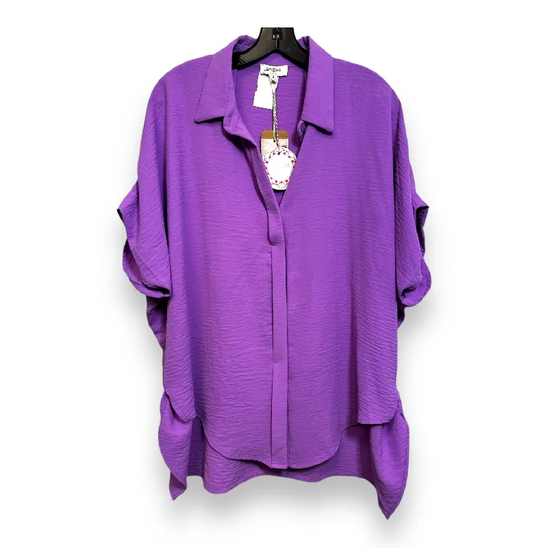 Top Short Sleeve By Umgee In Lavender, Size: M Casual Men's Loose