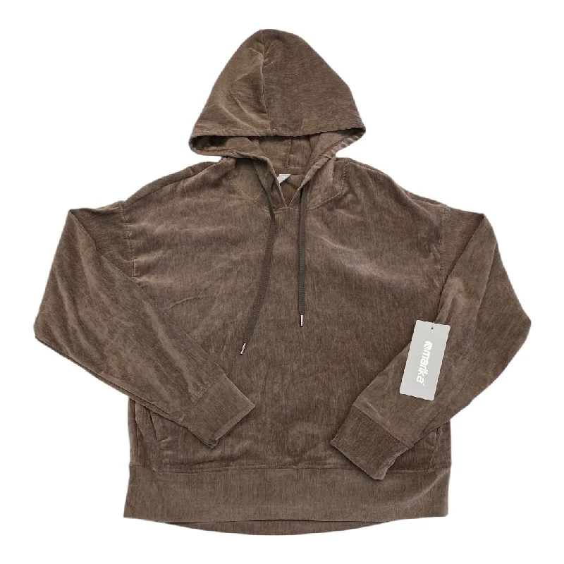 Athletic Top Long Sleeve Hoodie By Marika In Brown, Size: M Laid