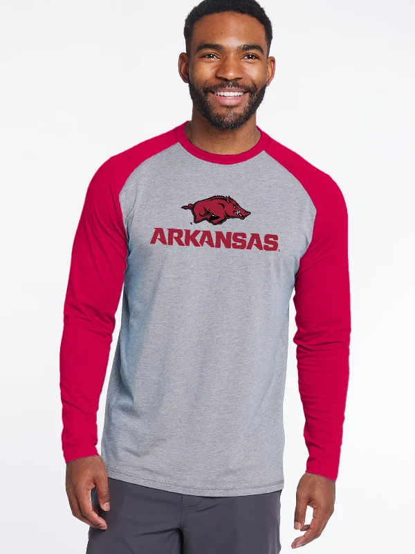 Carrollton Blocked Long Sleeve Fitness T-Shirt - Arkansas Refined Men's Velvet