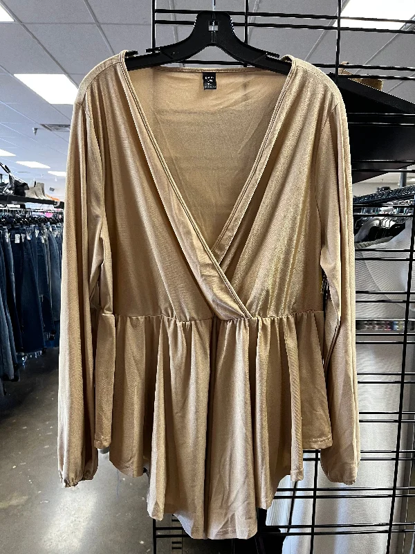 Top Long Sleeve By Shein In Gold, Size: 3x British Gentleman Style