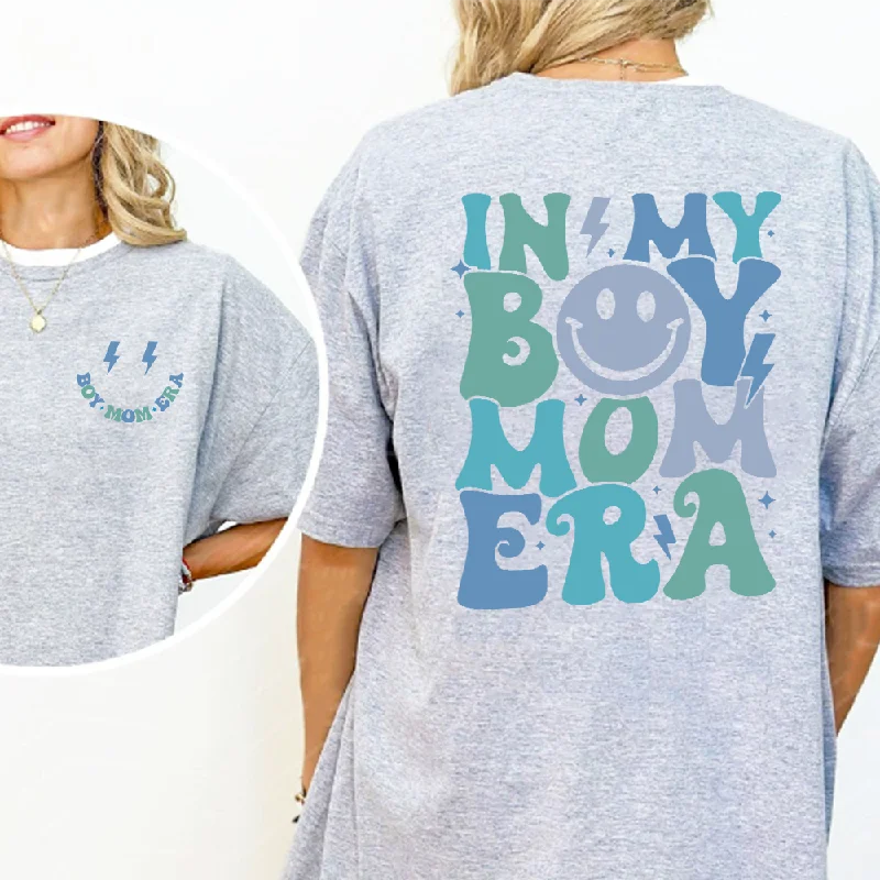 My Boy Mom Era Front & Back Logo T-Shirt Practical Men's Quick