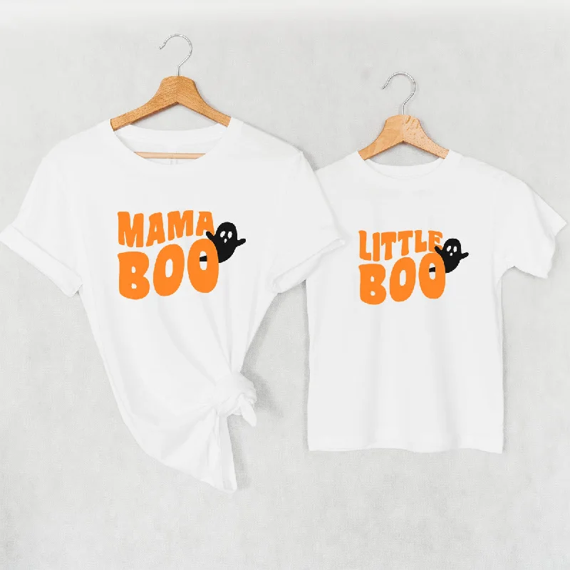 Mama Boo & Little Boo Matching Halloween T-Shirts Unique Men's Upcycled