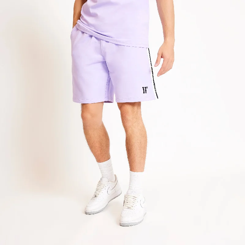 Colour Block Taped Sweat Shorts - Light Lavender / White Sophisticated Men's 