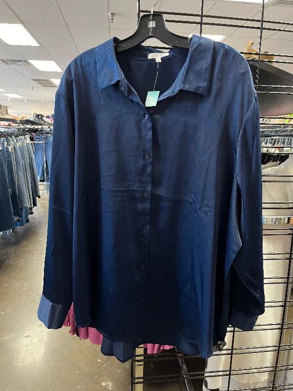 Top Long Sleeve By Maurices In Navy, Size: 3x Confident Men's Power