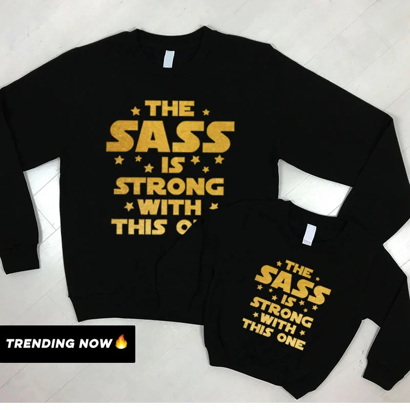 Strong SASS Mum & Daughter Black/Gold Sweatshirts (MRK X) Cool Men's Skate