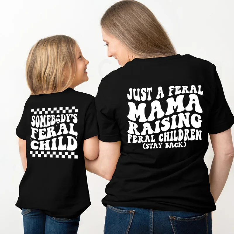 Just A Feral Mama/ Feral Child Matching Mum & kid Tees Earthy Men's Hemp