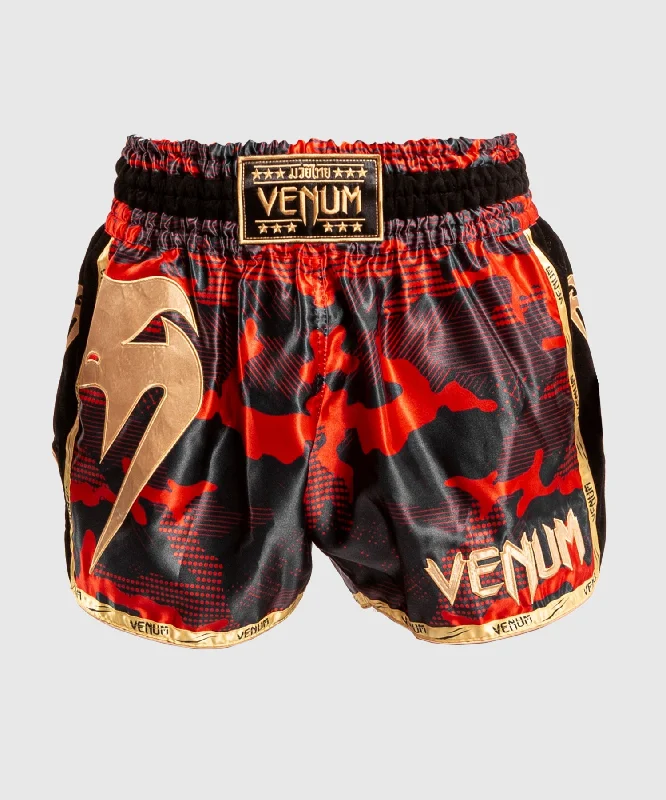 Venum Giant Camo Muay Thai Shorts - Red/Gold Polished Men's Silk