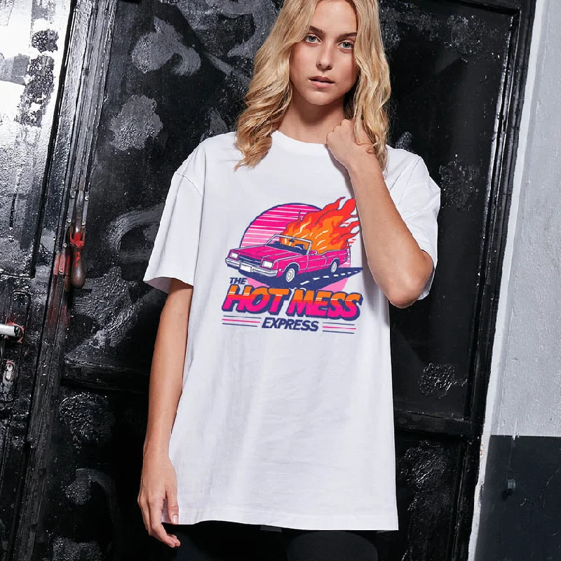 Hot Mess Express Oversized Boyfriend T-Shirt Monochromatic Office Style