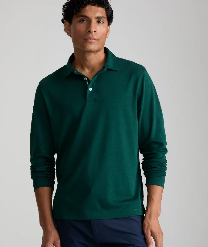 Wrinkle-Free Damaschino Long-Sleeve Polo Modern Men's 