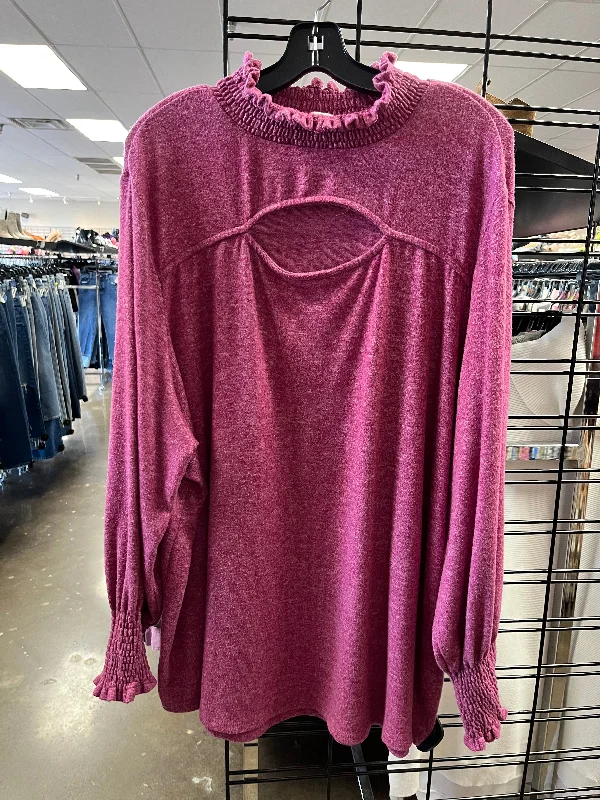 Top Long Sleeve By Terra & Sky In Pink, Size: 3x Practical Men's Multi