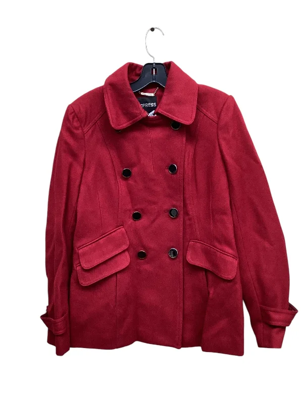 Coat Peacoat By Express In Red, Size: M Casual Men's Loose