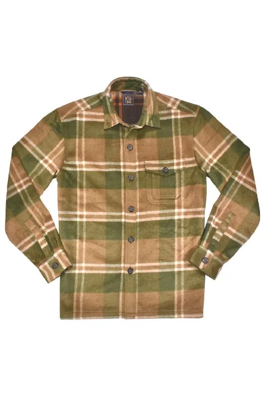 Buffalo Plaid Wool Blend Shirt Jacket in Green/Natural by Vintage1946 Elegant Men's Formal 