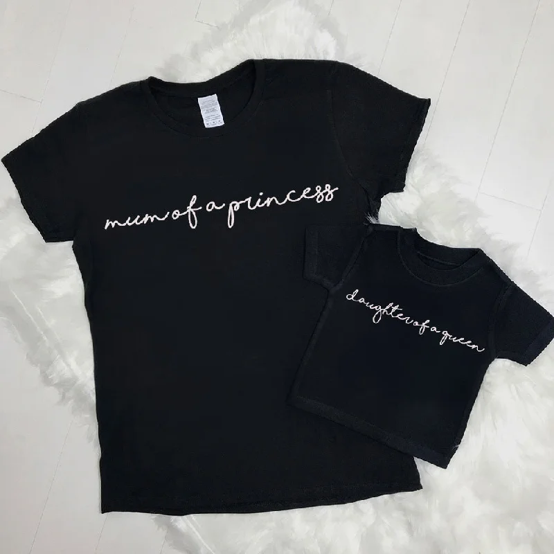 Mum Of A Princess/Daughter Of A Queen Black/White Matching Tees (MRK X) Vacation