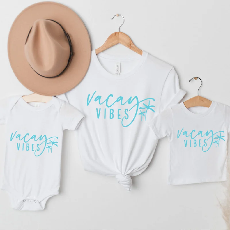 Vacay Vibes Mum Matching Summer T-Shirt/Baby Vests- White Confident Men's High