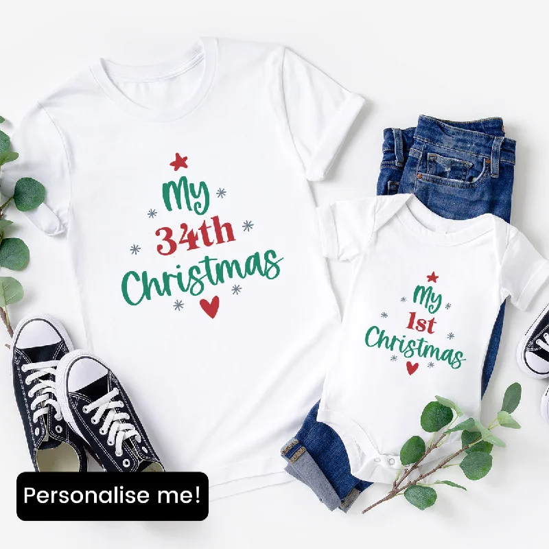 Customised Age Funny Christmas T-Shirt & Bodysuit Set Elegant Men's Formal 