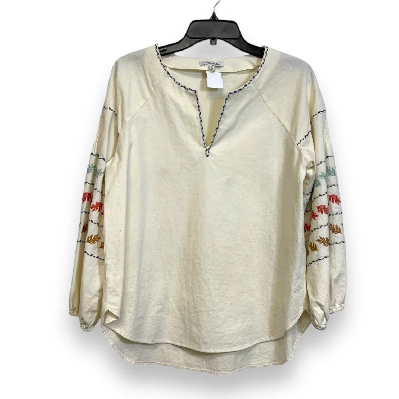 Top Long Sleeve By Madewell In Ivory, Size: Xs Laid