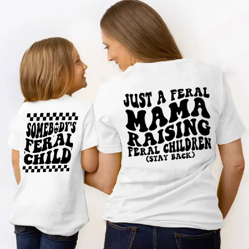 Just A Feral Mama/ Feral Child Matching Mum & kid Tees Cozy Men's Sherpa