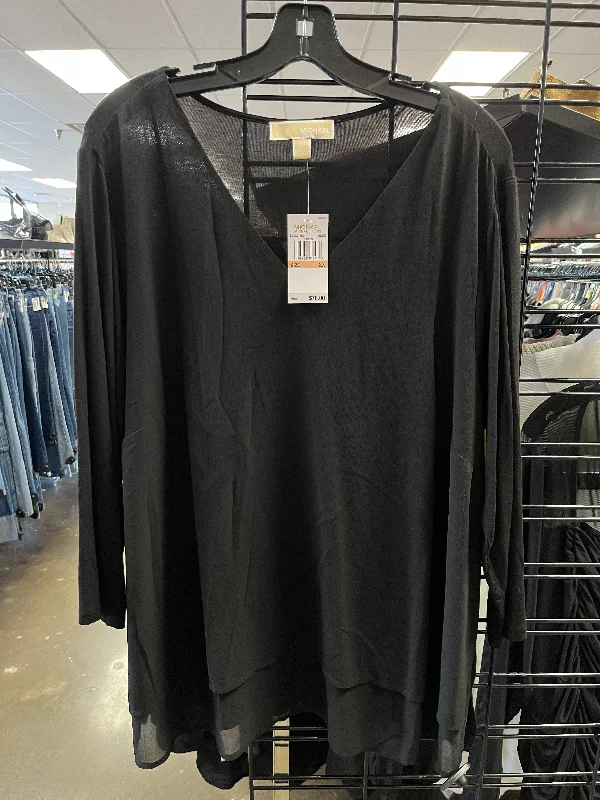 Top Long Sleeve By Michael By Michael Kors In Black, Size: 2x Cool Men's Distressed