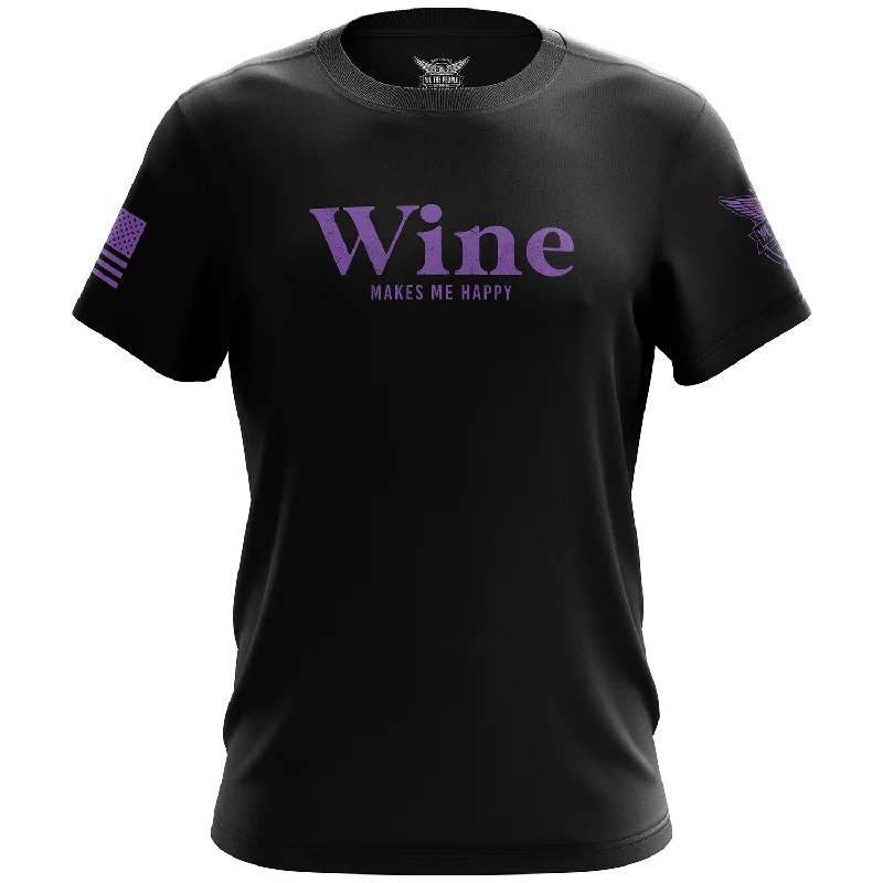 Wine Makes Me Happy Short Sleeve Shirt Bold Men's Statement