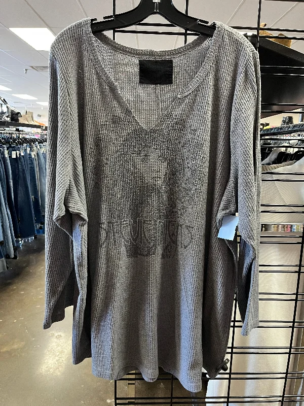 Top Long Sleeve By Clothes Mentor In Grey, Size: 3x Business