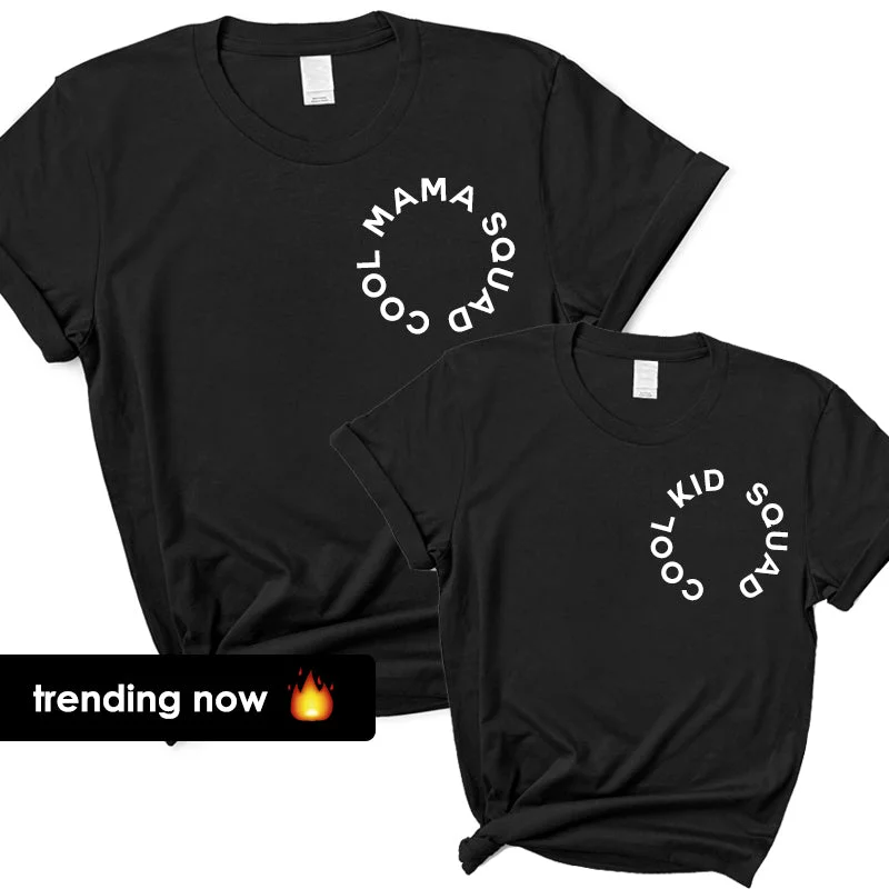 Cool Mama/Cool Kid Squad Circular Black T-Shirts British Gentleman Style